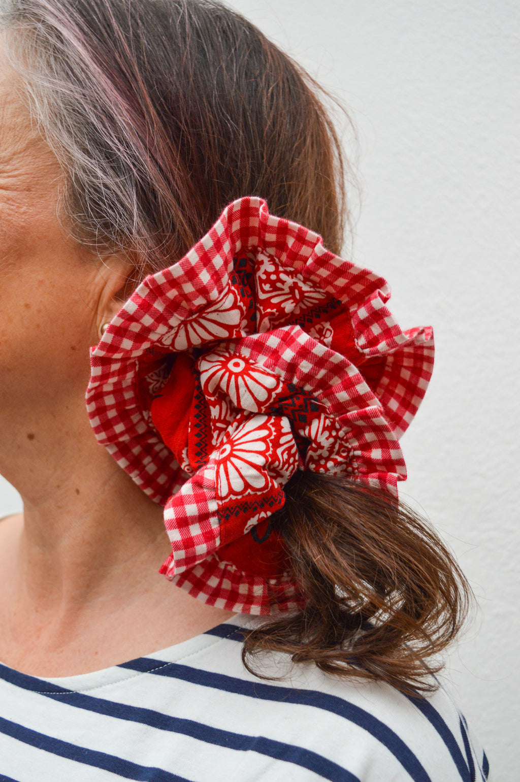 Damson Madder Red Bandana Print Scrunchie