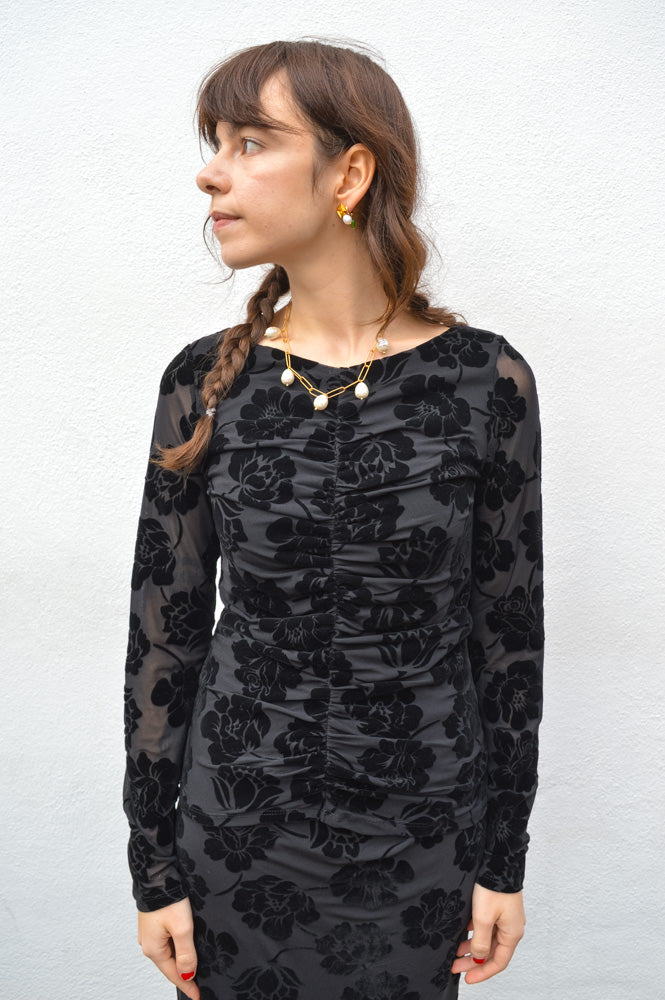 Object Alma Black Velvet Top