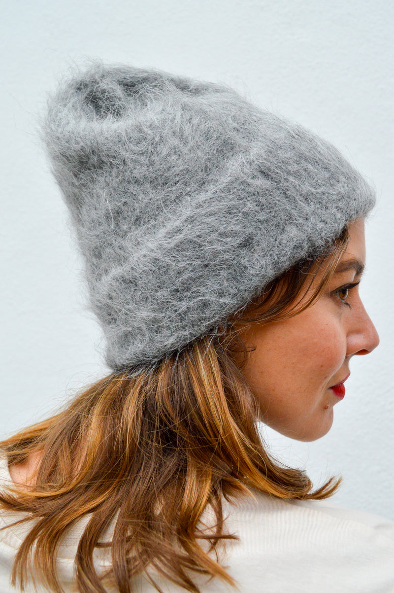 Billy Bamboo Alpaca Fluffy Grey Beanie