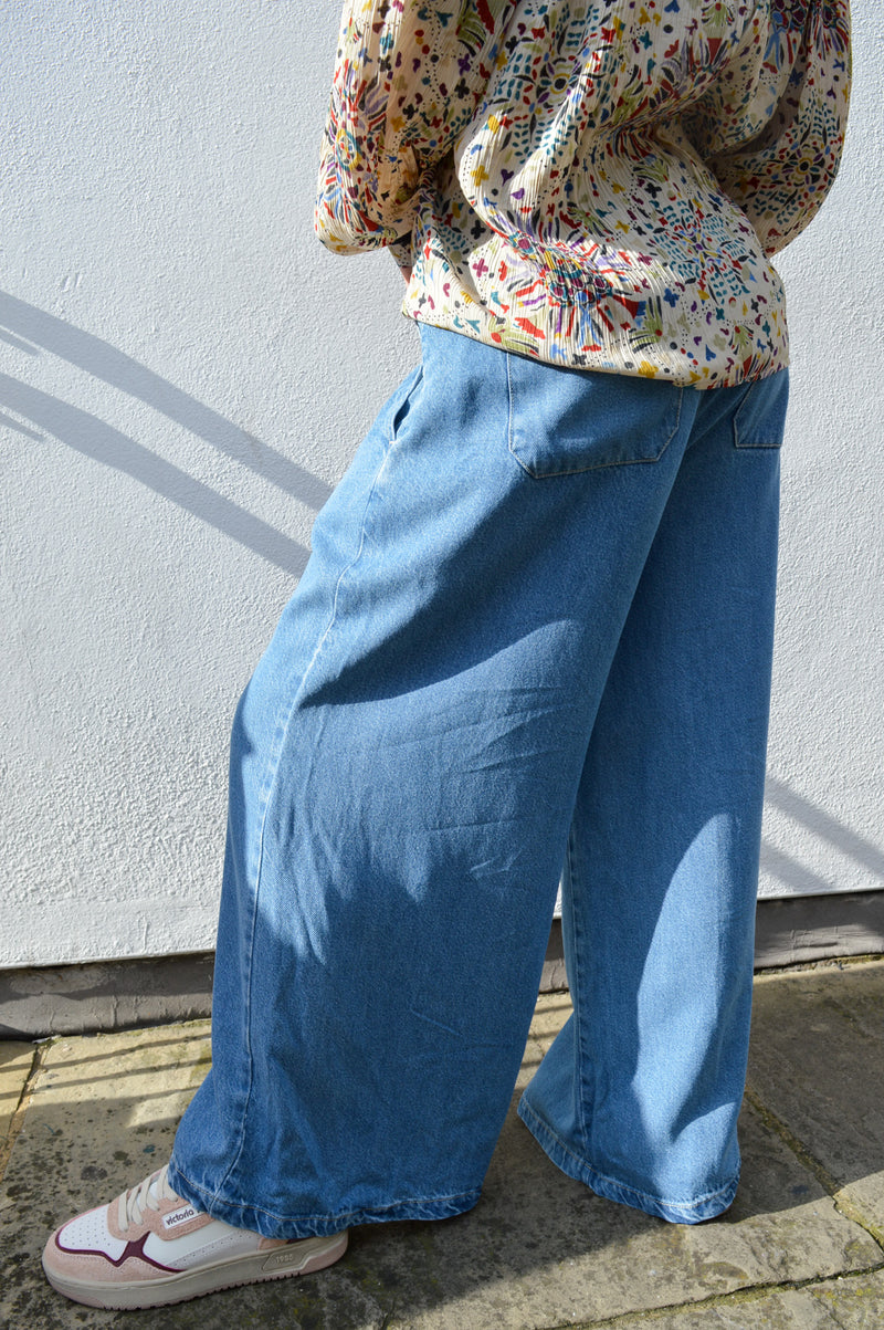 Indi & Cold Washed Effect Denim Trousers