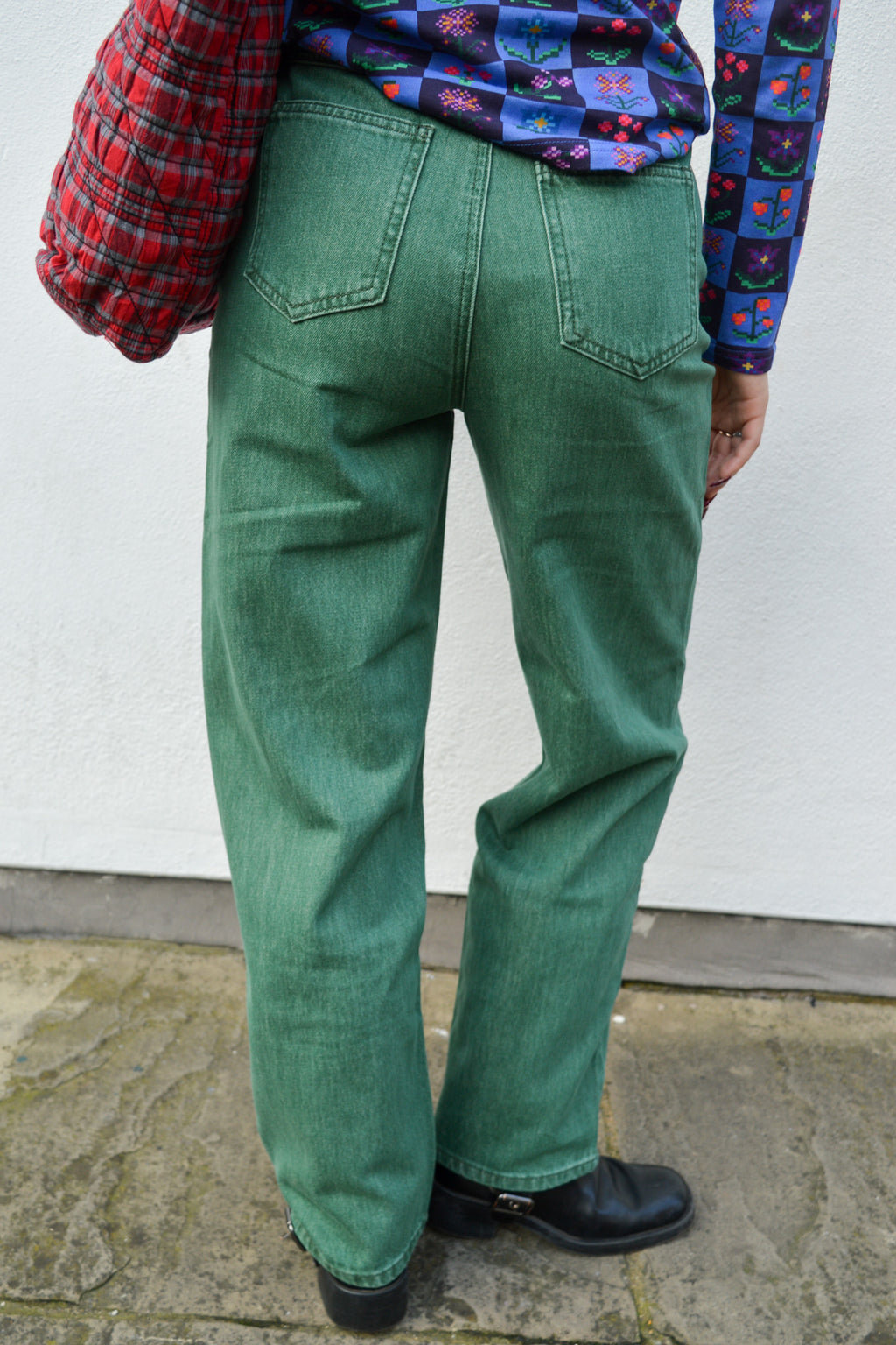 FRNCH Patriciane Washed Green Denim Jeans