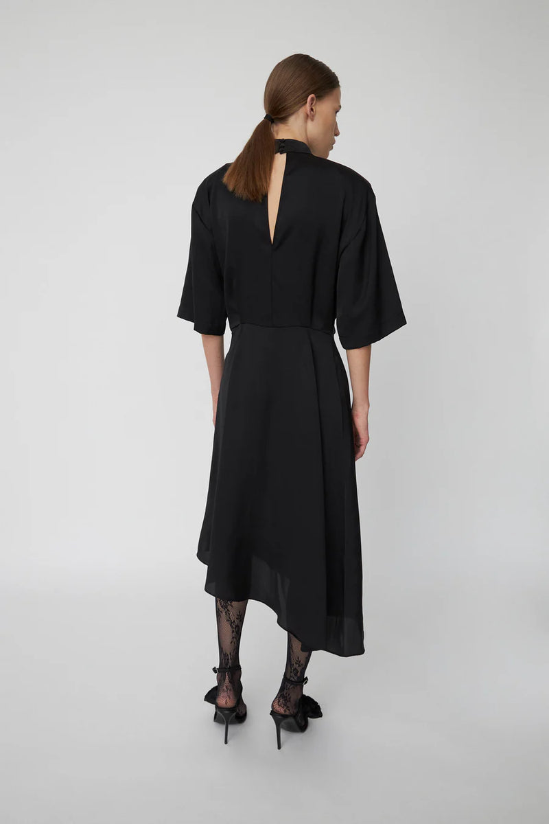 Stella Nova High Neck Drapy Black Dress