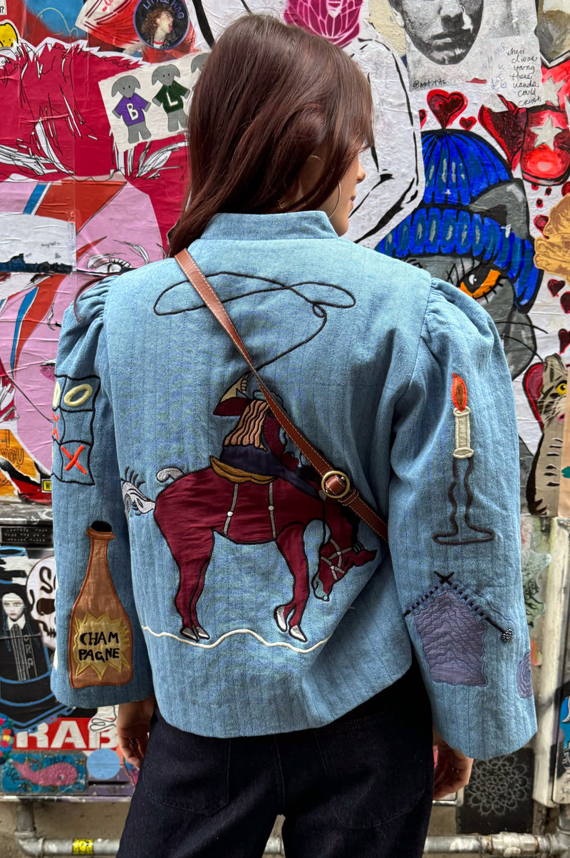 Stella Nova Embroidered Circus Washed Denim Jacket