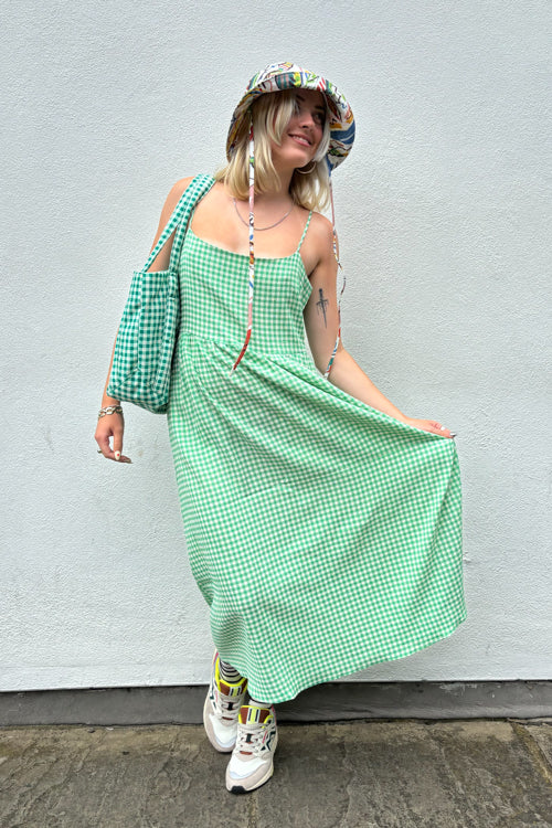 Fika Rose Green Gingham Dress