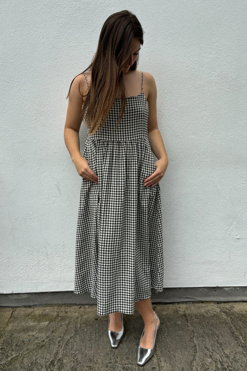 Fika Rose Black and White Gingham Dress