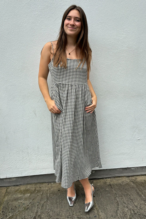 Fika Rose Black and White Gingham Dress