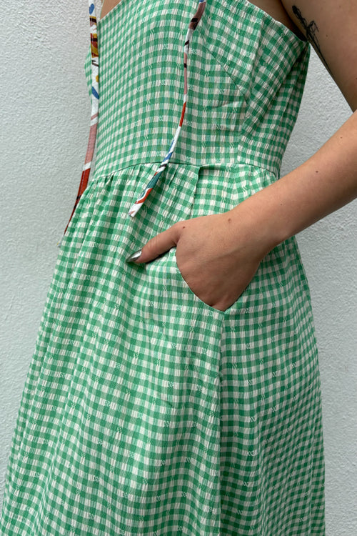 Fika Rose Green Gingham Dress