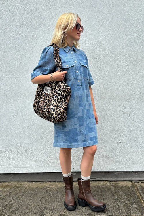 Object Ylva Light Blue Denim Squares Shirt Dress