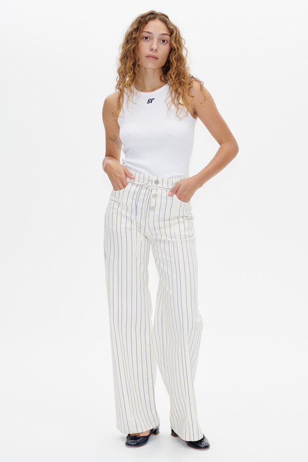 Baum Und Pferdgarten Ninia White Sand Pinstripe Trousers - The Mercantile London