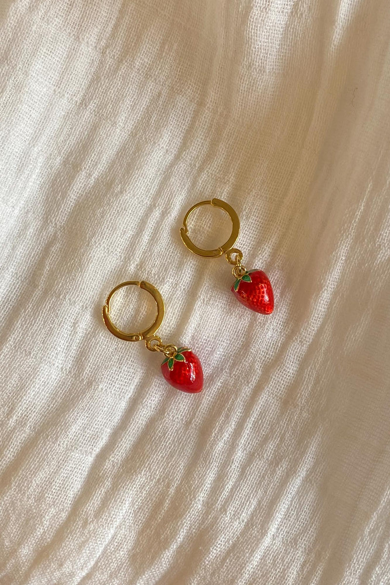 Amano Strawberry Huggie Hoops