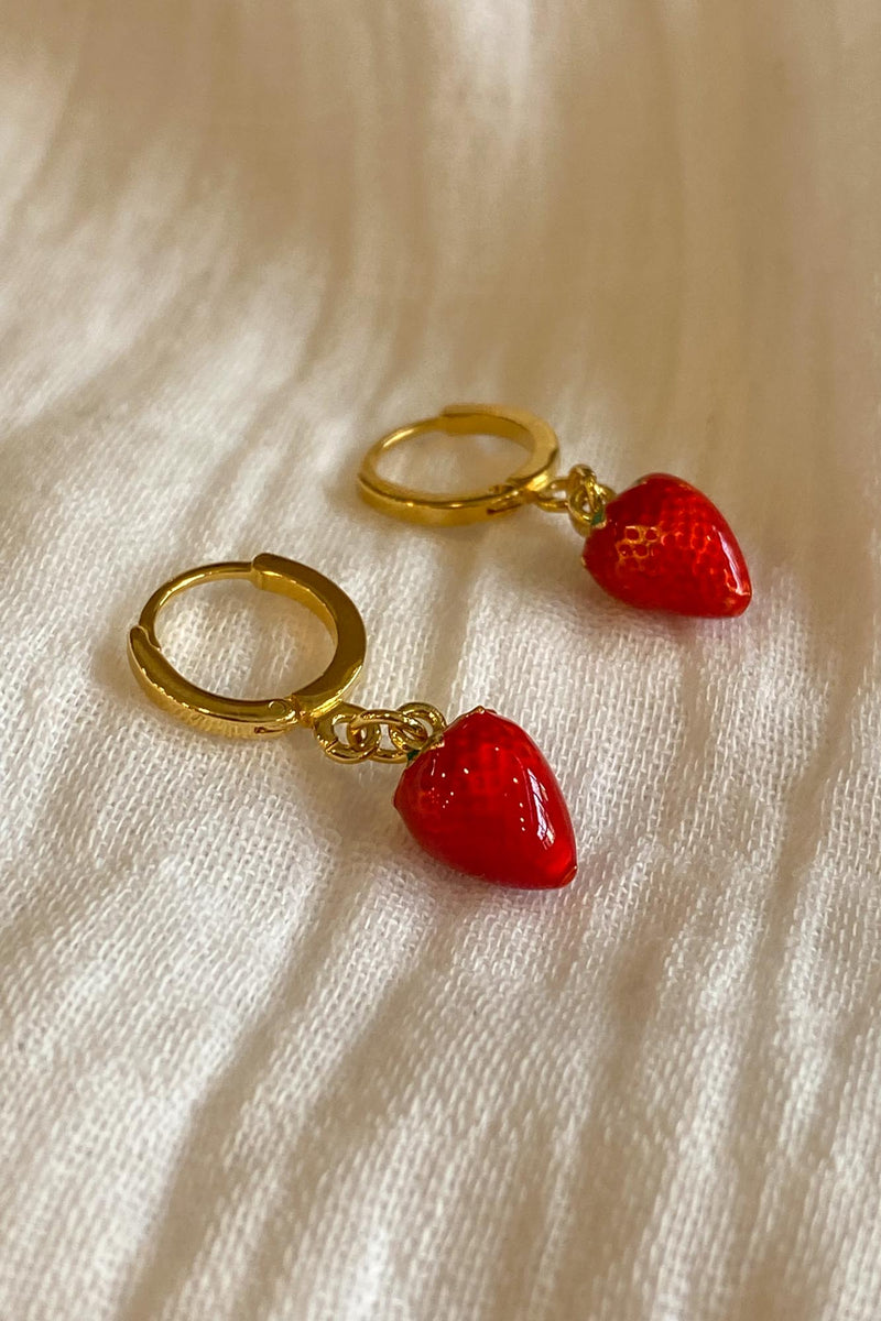 Amano Strawberry Huggie Hoops