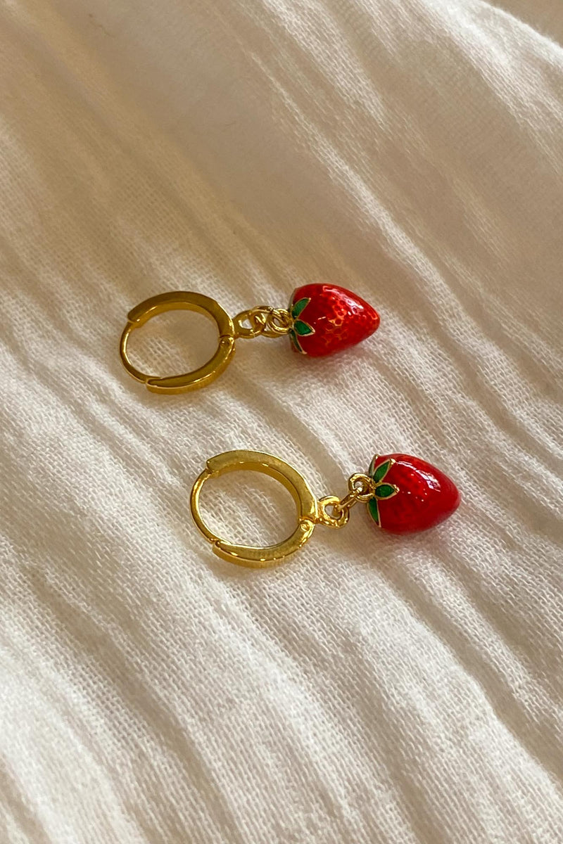 Amano Strawberry Huggie Hoops