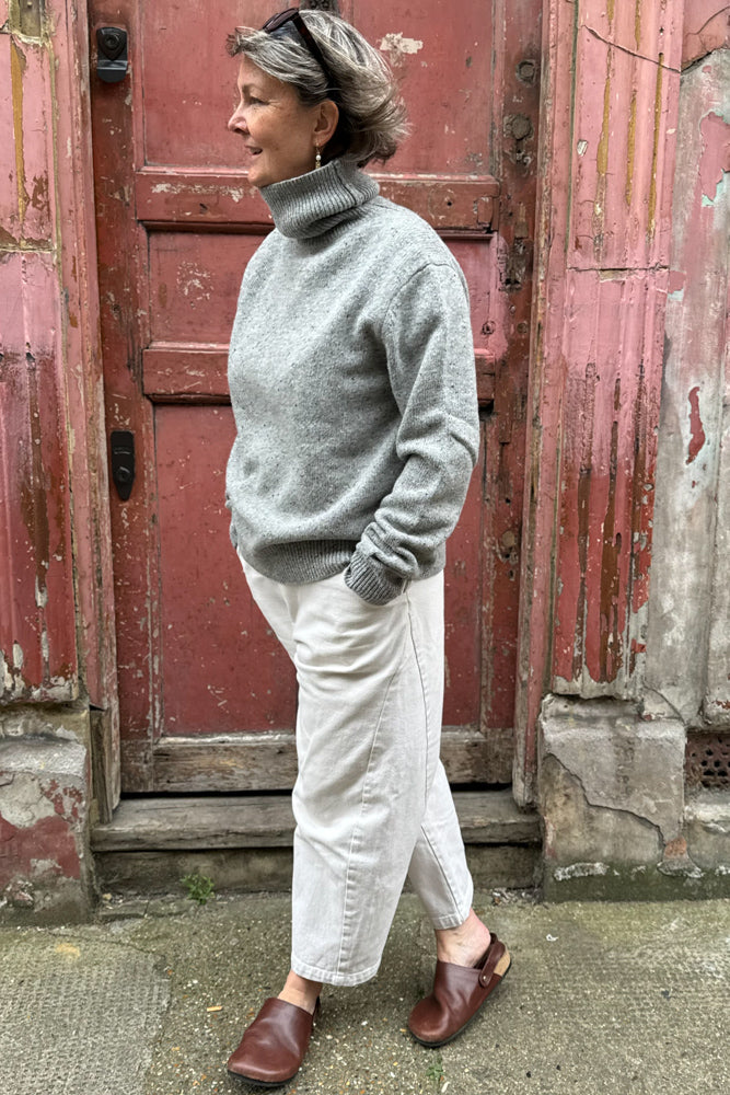 Wax Ridgeway Roll Neck Donegal Grey Jumper