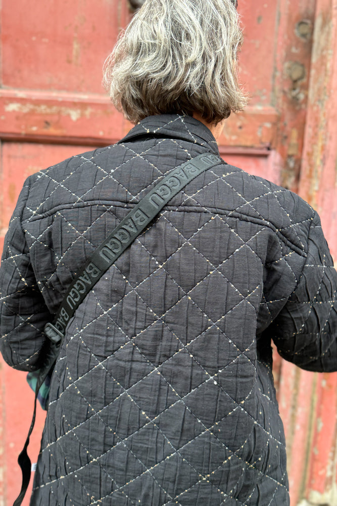 Wax Whiting Black Quilted Tweed Overshirt