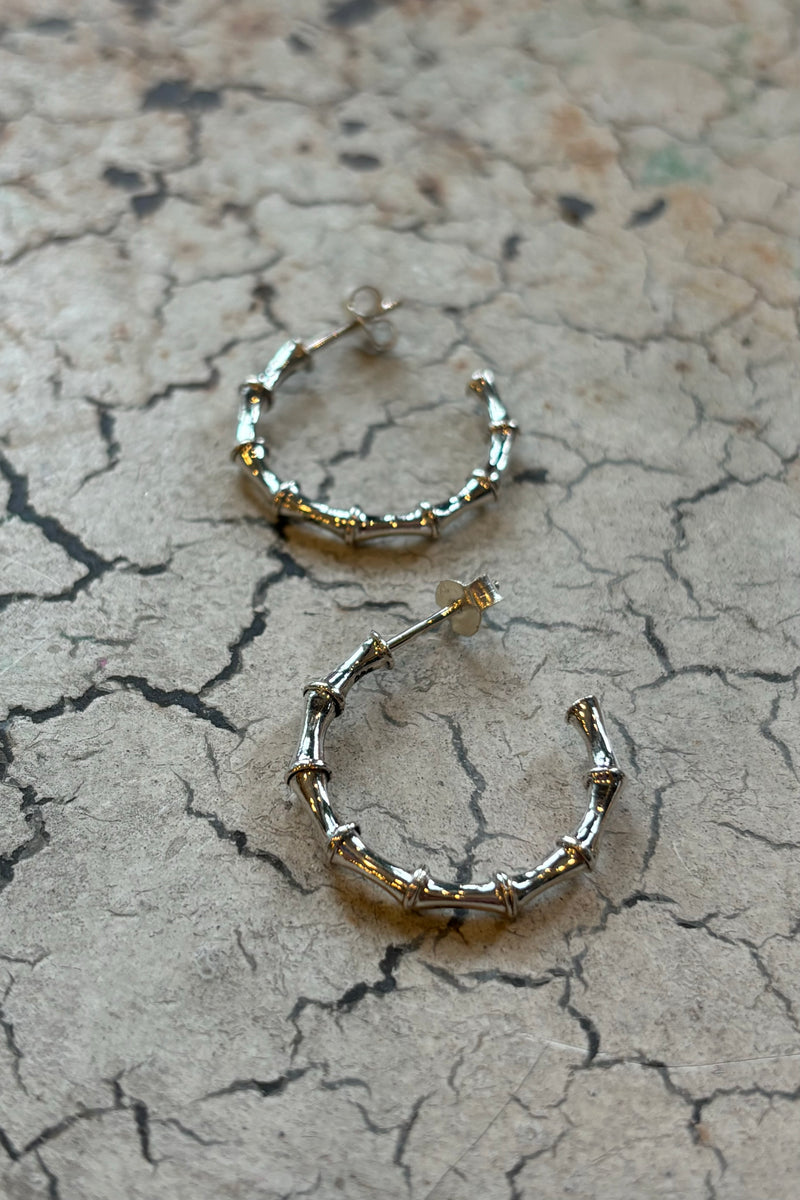 Mundy Bamboo Hoop Silver Earrings