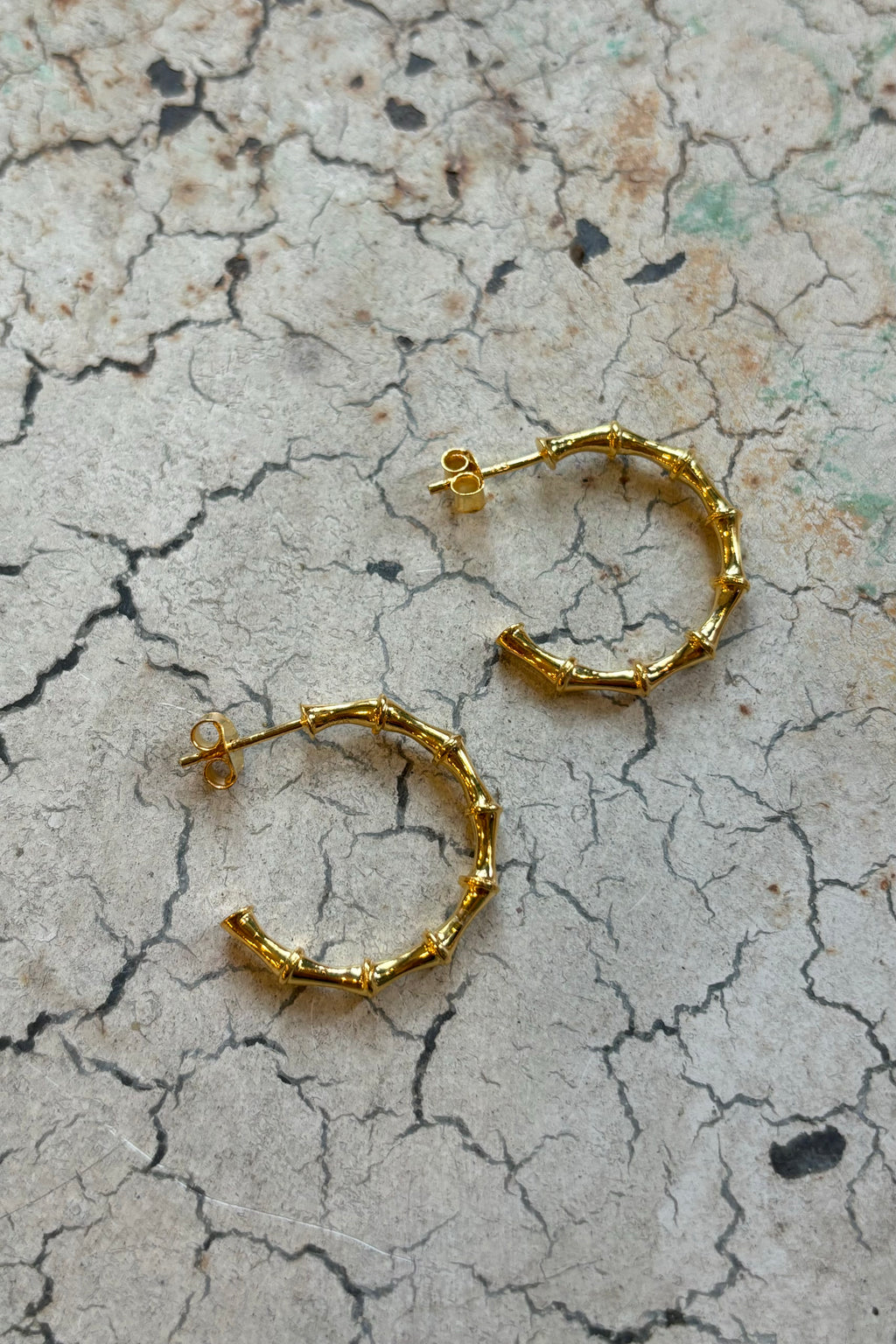 Mundy Bamboo Hoop Gold Earrings