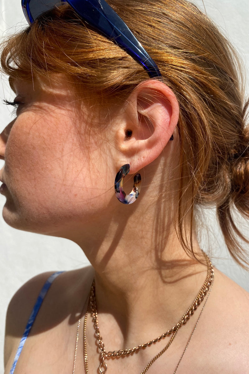 B.M.L Hortense Flat Oval Resin Hoop Multi Earrings - The Mercantile London