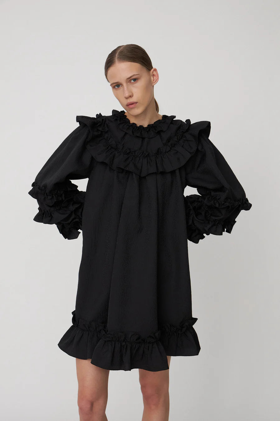 Stella Nova Light Weight Black Mini Frill Dress