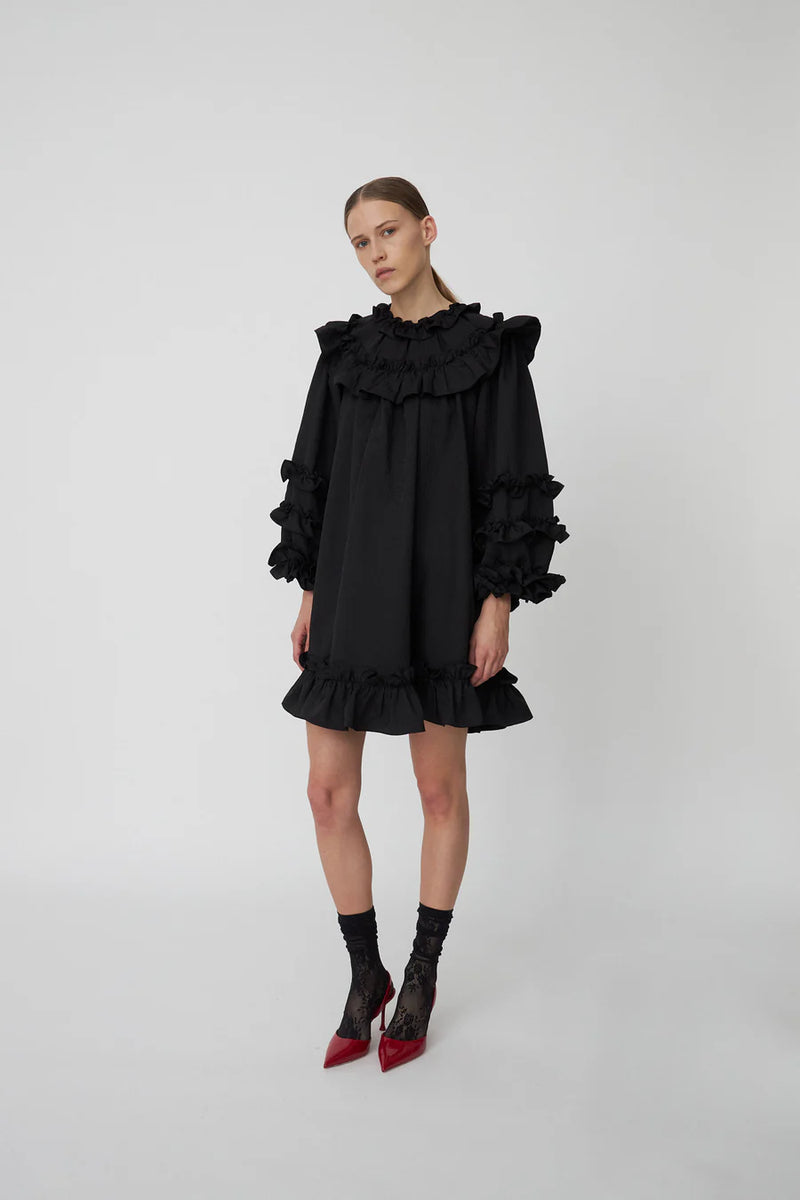 Stella Nova Light Weight Black Mini Frill Dress