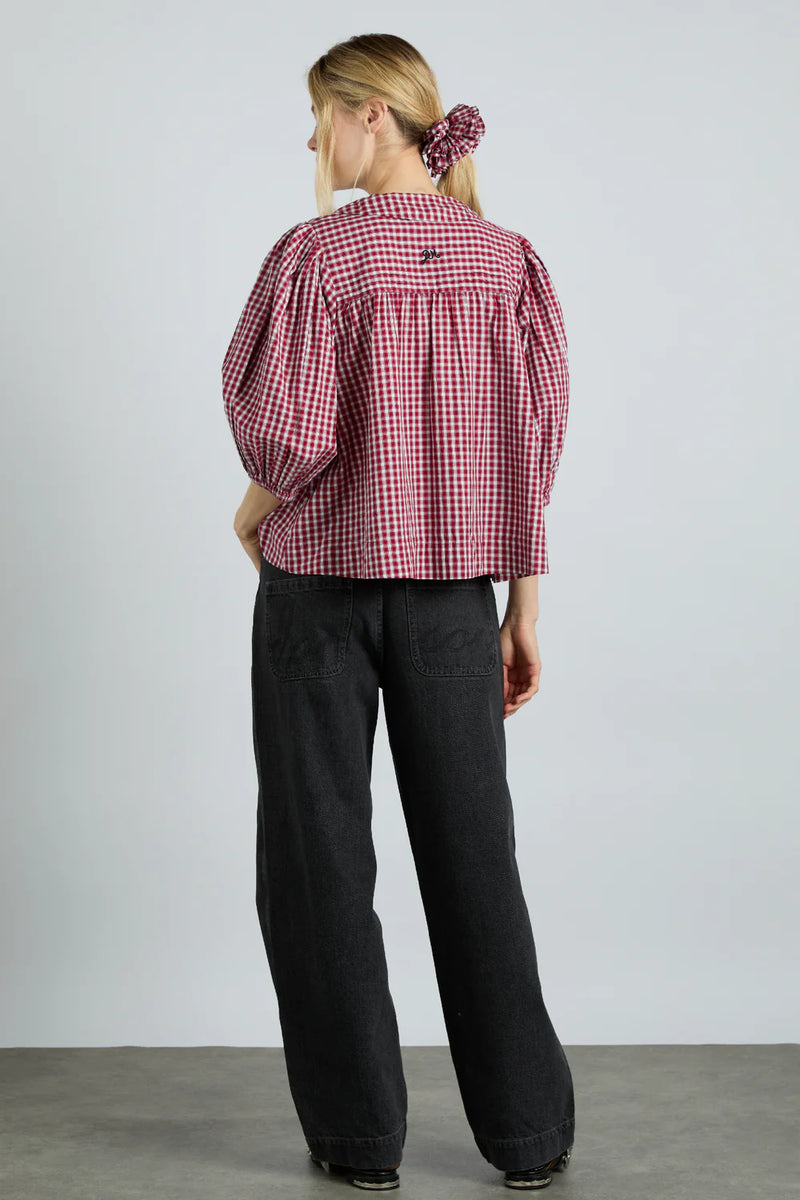 Damson Madder Mila Cherry Gingham Blouse