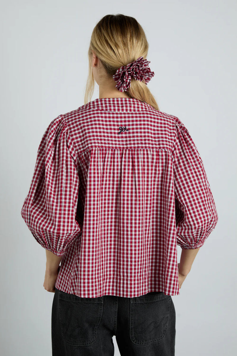 Damson Madder Mila Cherry Gingham Blouse