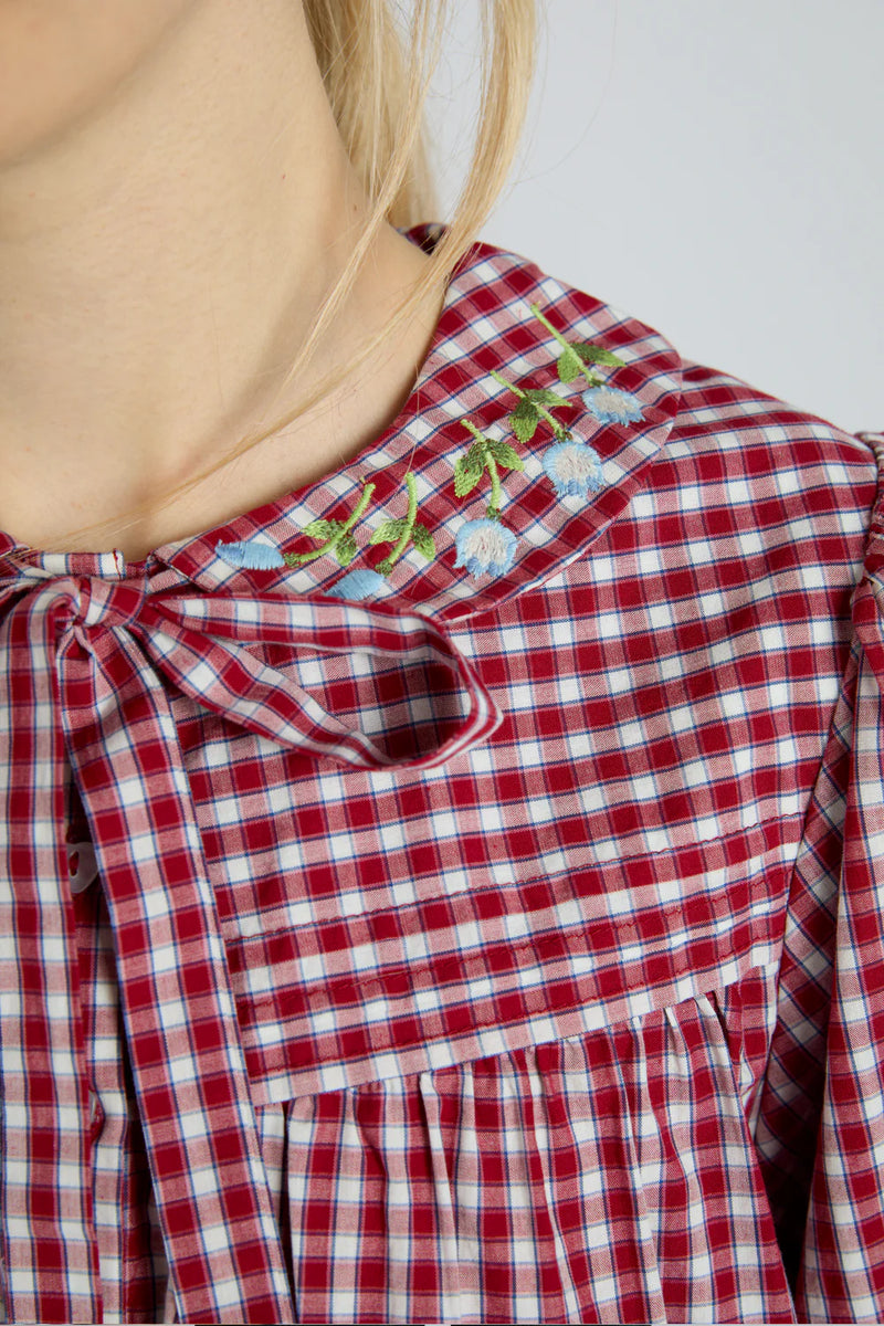 Damson Madder Mila Cherry Gingham Blouse