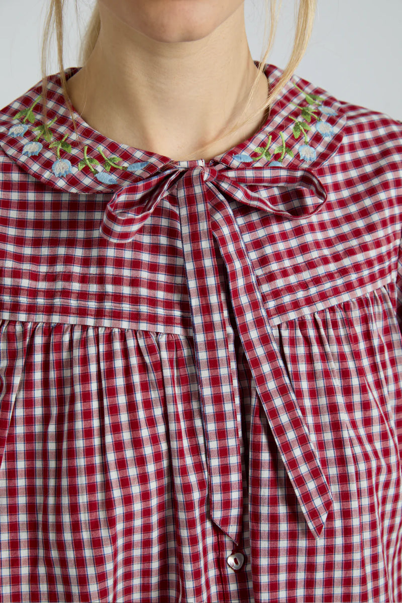 Damson Madder Mila Cherry Gingham Blouse