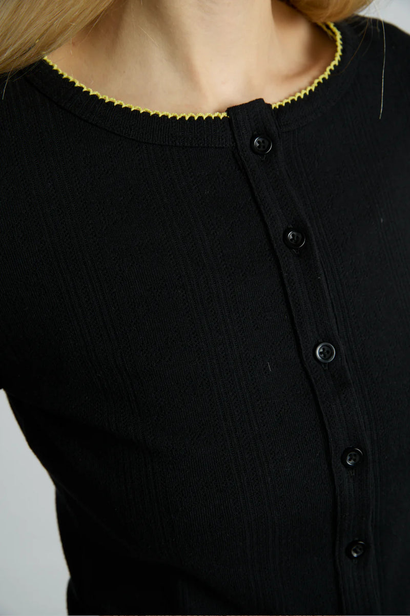 Damson Madder Sybil Pointelle Black Cardigan