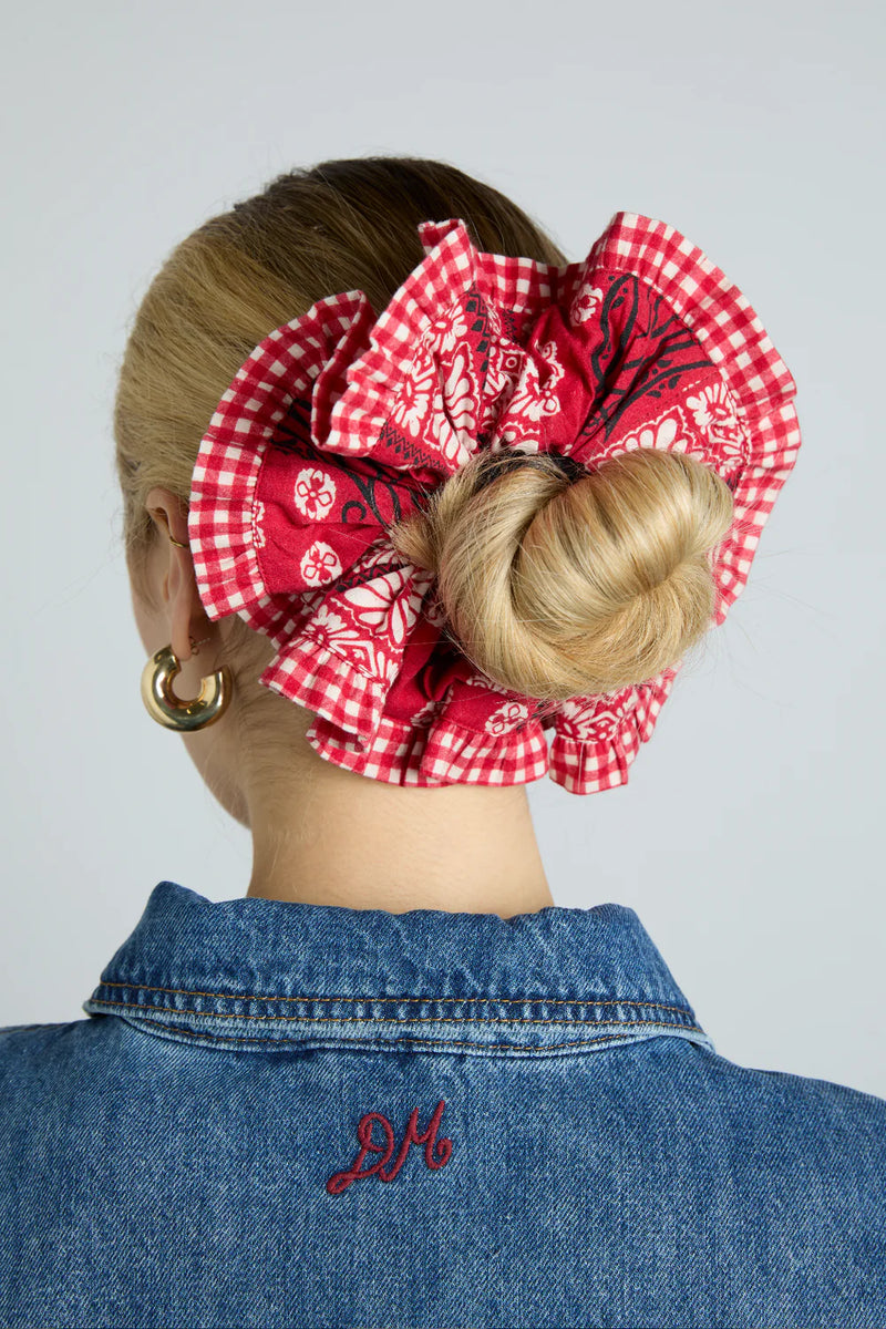 Damson Madder Red Bandana Print Scrunchie