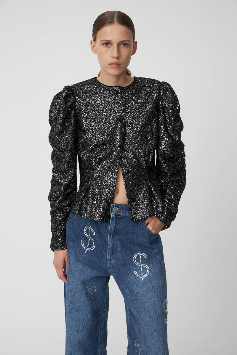 Stella Nova Sequin Metallic Black Lamé Jacket