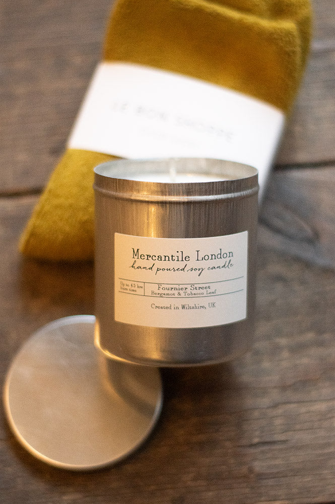 Mercantile London Fournier Street Bergamot And Tobacco Leaf Tin Candle