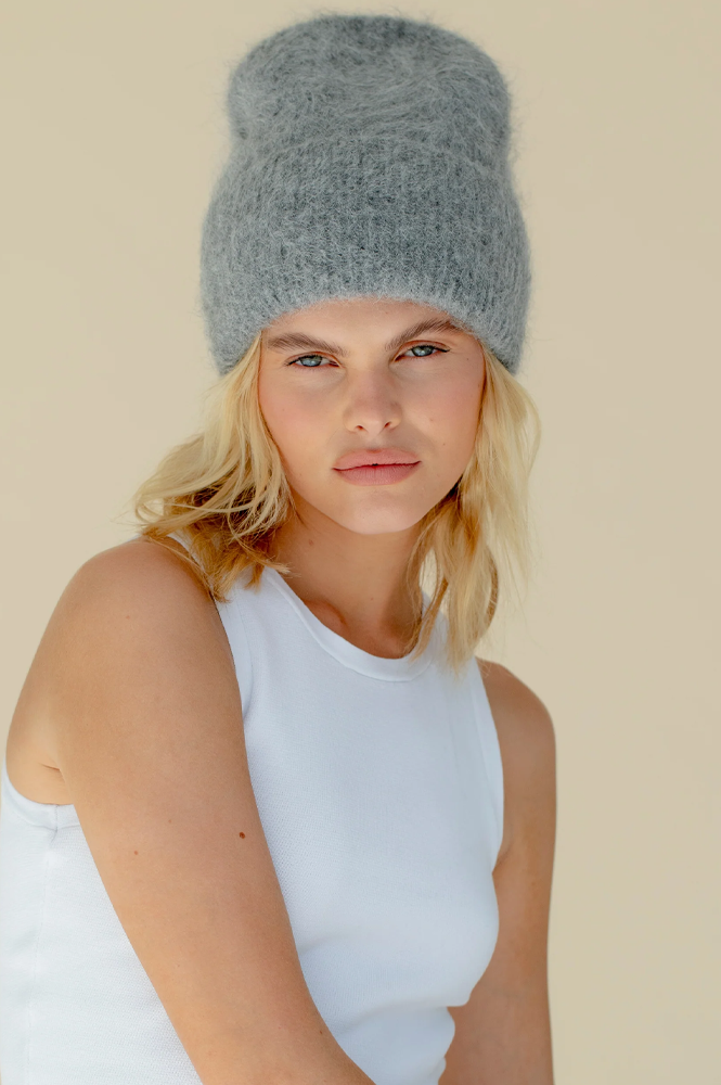 Arctic Fox Grey Alpaca Beanie - The Mercantile London