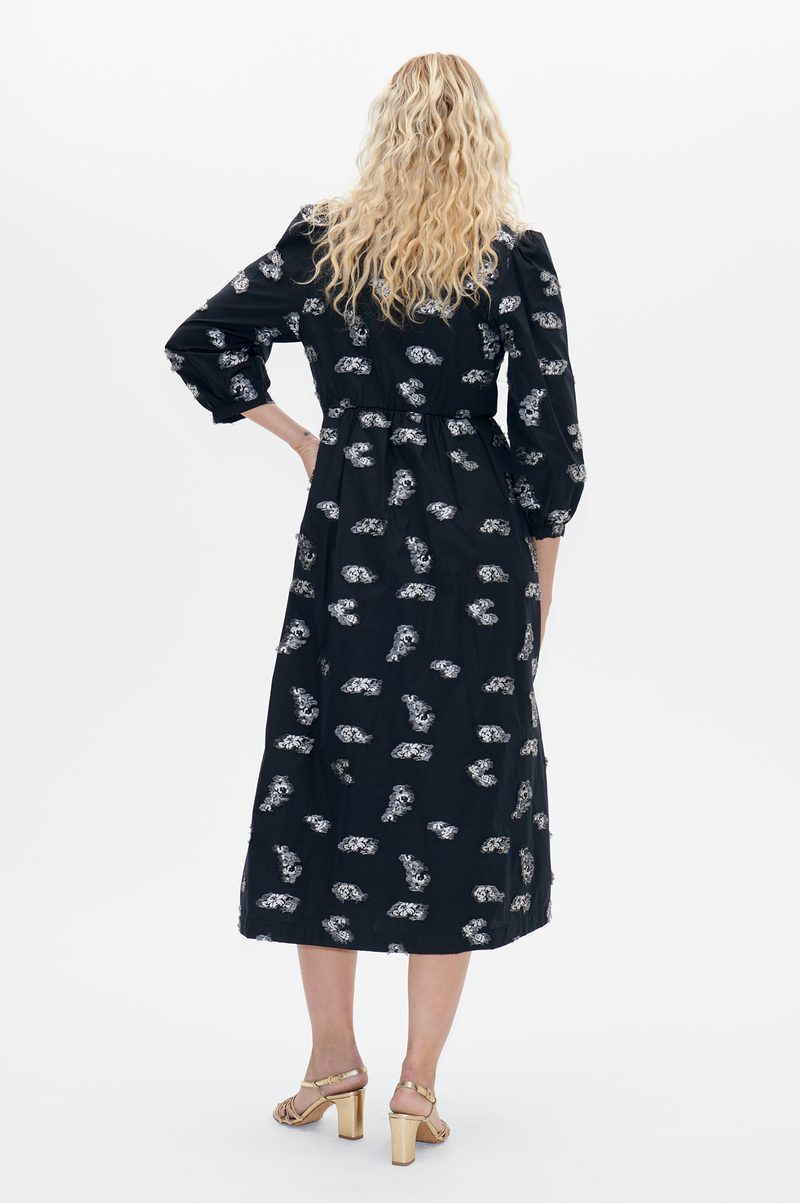 Baum Und Pferdgarten Asina Black Bouquet Jacquard Dress - The Mercantile London