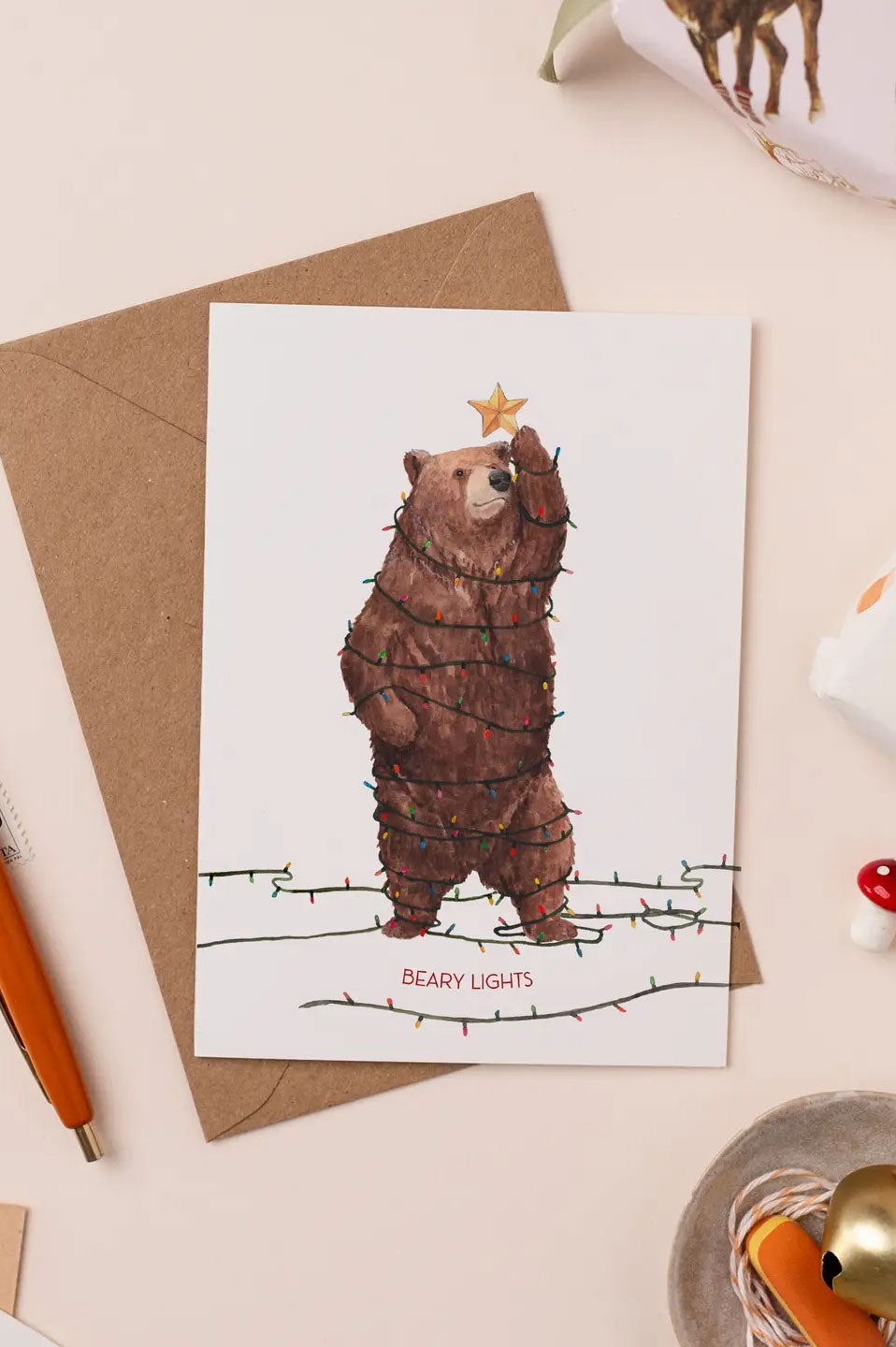 Mister Peebles Beary Lights Christmas Card