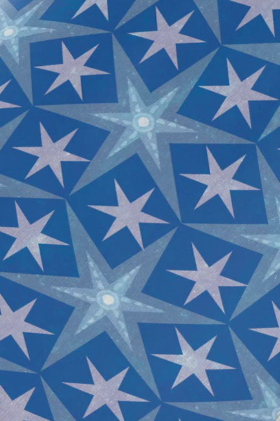 The Hatched Line Blue Star Wrapping Paper