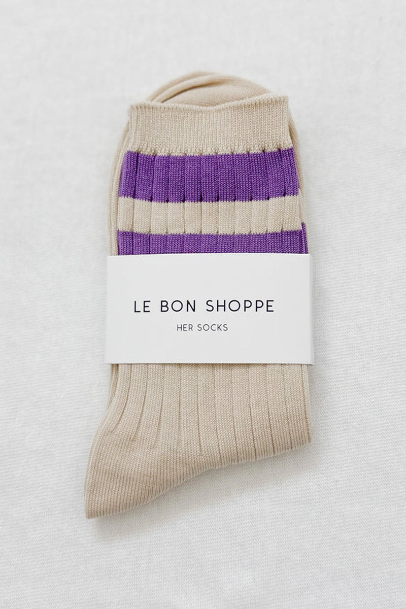 Le Bon Shoppe Her Varsity Ube Socks