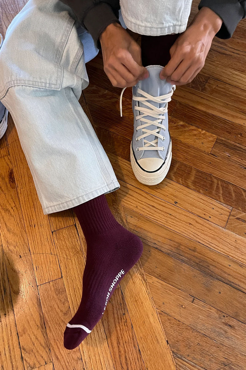 Le Bon Shoppe Boyfriend Maroon Socks