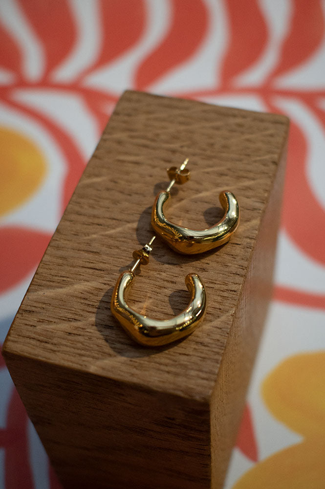 White C Shaped Curve Earrings