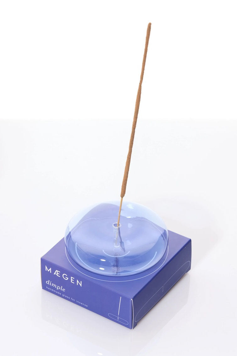 MÆGEN Blue Dimple Hand Blown Glass Incense Holder