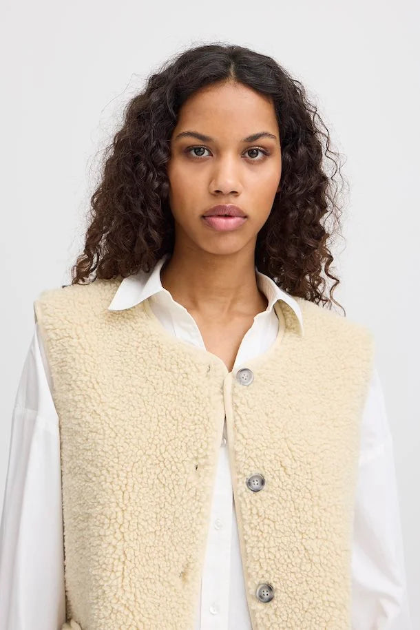 ICHI Fanza Almond Milk Knitted Waistcoat