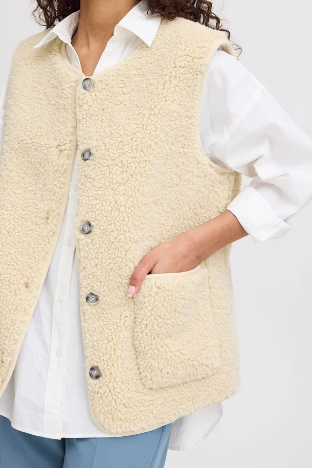 ICHI Fanza Almond Milk Knitted Waistcoat