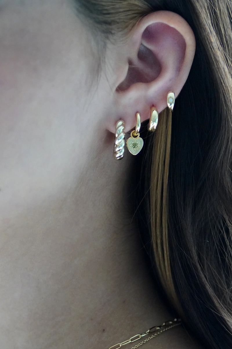 JJ Peridot Heart Charm Earrings - The Mercantile London