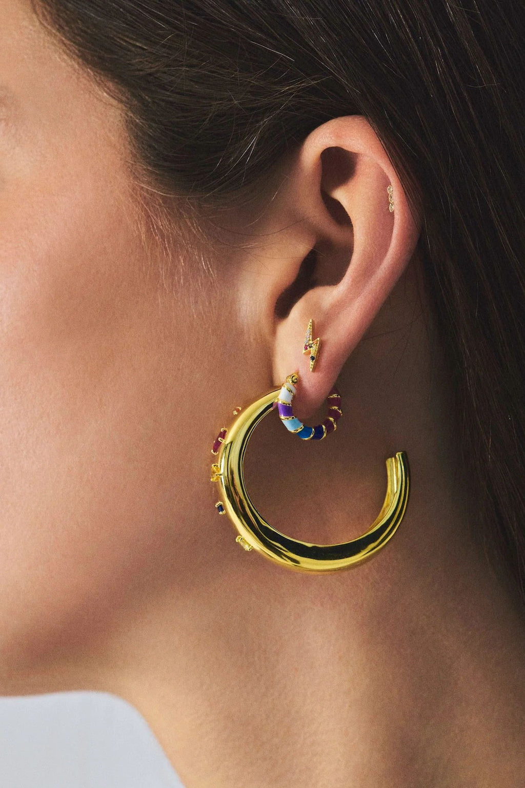 Anna + Nina Holographic Hoop Earrings