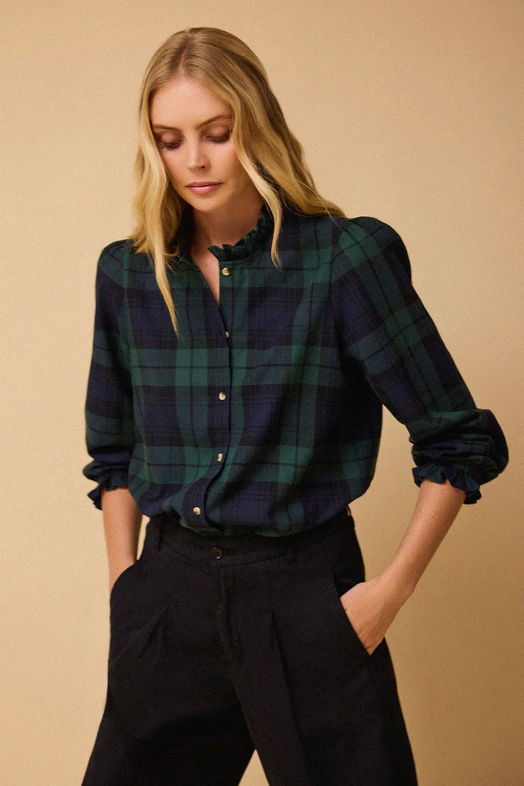 Iris Imani Green Tartan Blouse