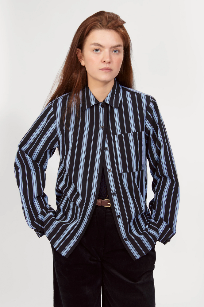 Nué Notes Clovis Dark Blue Stripe Shirt