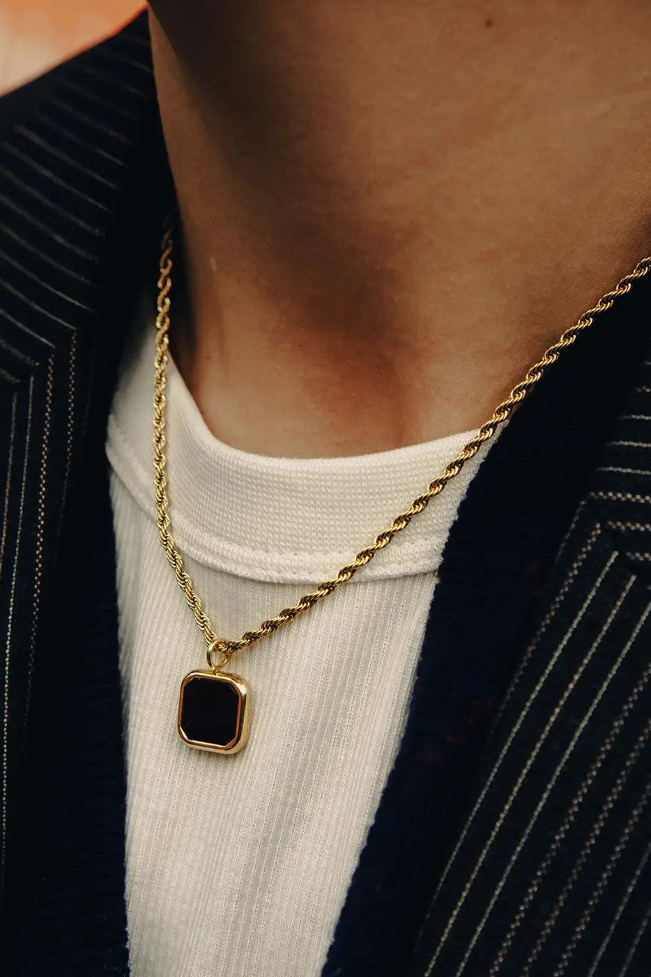 SS24 Nordic Muse Gold Rope Chain Pendant Necklace - The Mercantile London