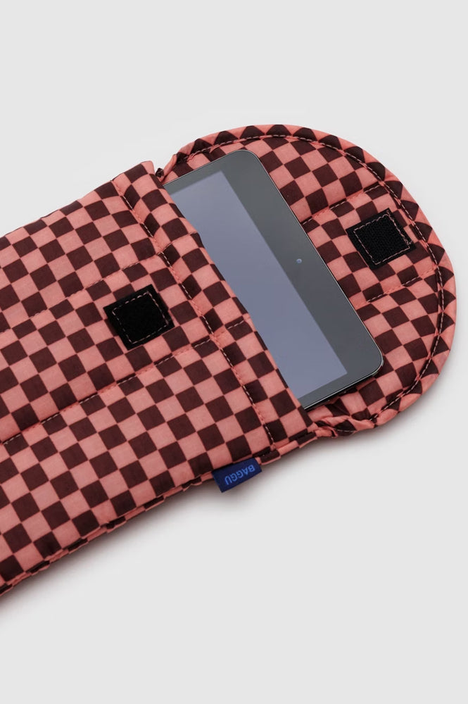 Baggu Puffy Pink Brown Check 8" Tablet Sleeve