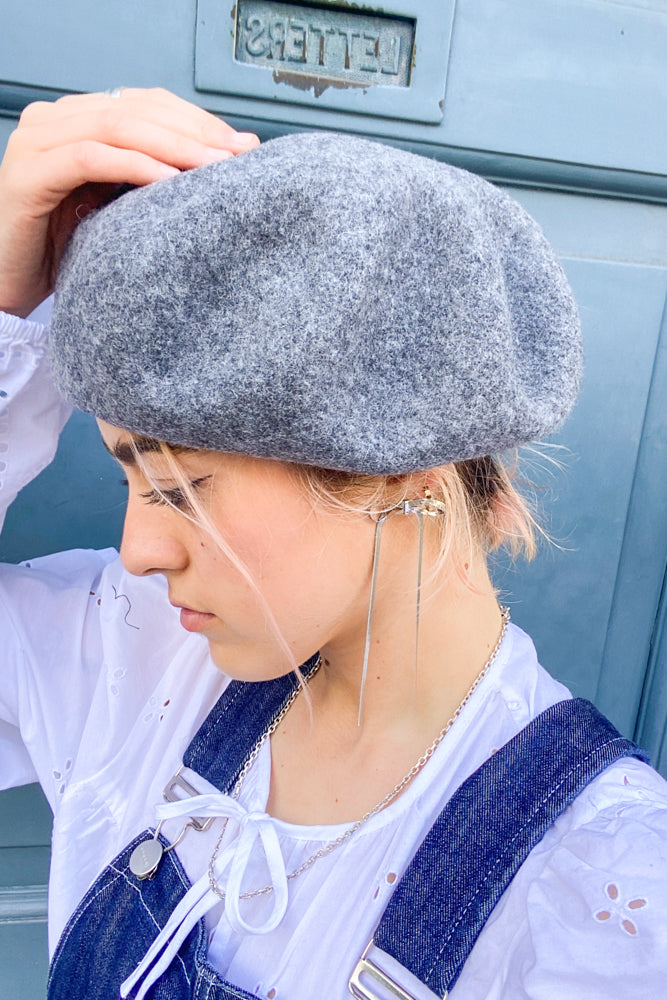 YERSE Wool Heather Grey Beret - The Mercantile London