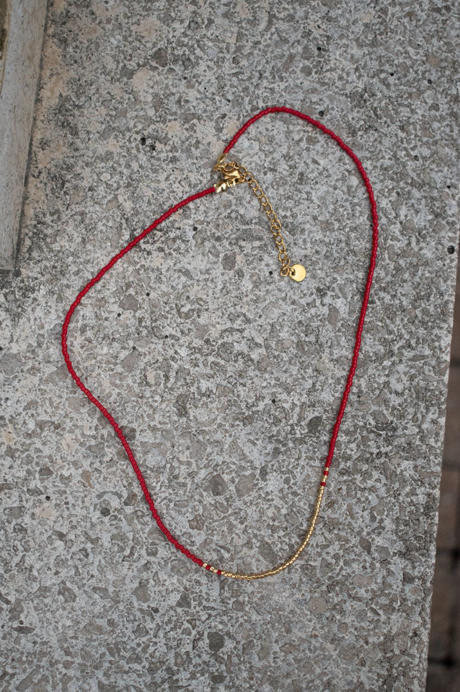 Atelline Miyuki Bead Red Necklace