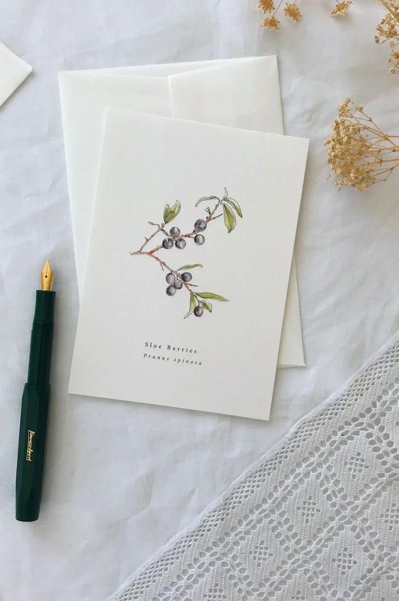 Annie Brougham Sloe Berries Botanical Illustration Card